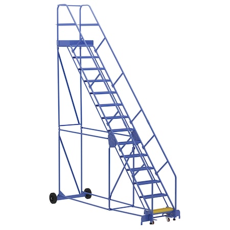 Vestil 176 H Steel Warehouse Ladder, 50 deg Grip, 14 Step, 21", 14 Steps LAD-14-21-G-EZ